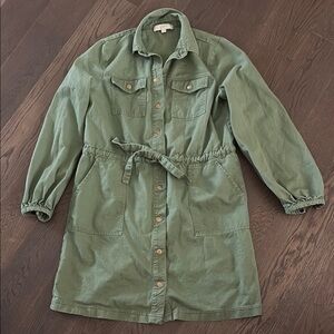 LOFT Green Long Sleeve Dress with Relaxed Fit